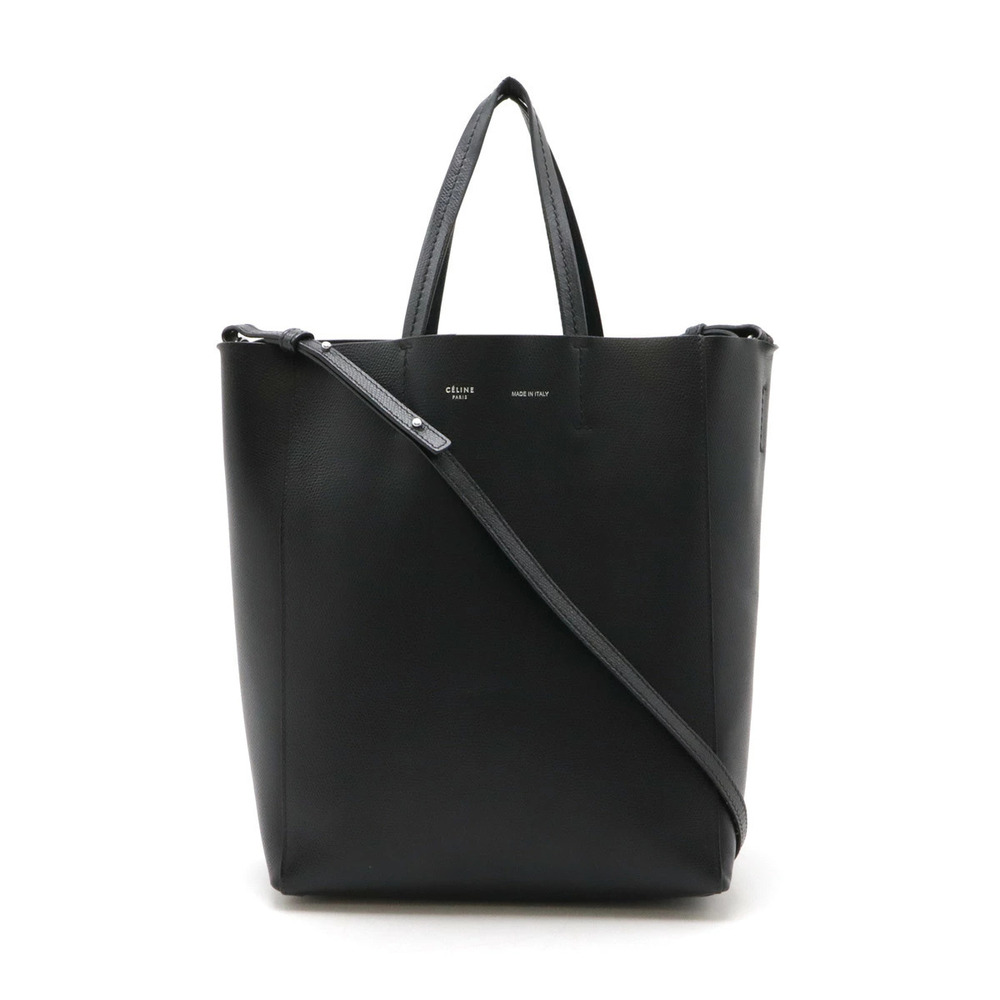 Celine Vertical Cabas Tote Bag Handbag Shoulder Leather Black